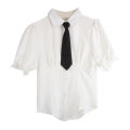 College Style Japanese SuitJKUniform Women's Waist-Tight Slimming Puff Sleeve Shirt Top High Waist Bubble Cake Dress. 