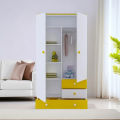 2 Door Multipurpose Almirah for Bedroom with Locker Drawers Hanging space Or Clothes storage Shelve - White + Yellow. 
