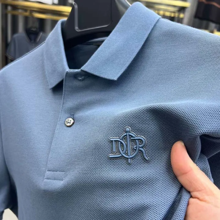 100%25%20Cotton%20Men's%20Polo%20Shirt%20Lapel%20Letter%20Embroidery%20High%20Quality%20Short%20Sleeve%20Korean%20Fashion%20Clothing%202023%20Summer%20Men's%20T-shirt%20-%20Image%202