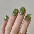24pcs Oval Round False Nails Short French Purple Butterfly Nails Full Cover Nail Tips Press on Nails faux fingernail.