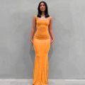 2023 New Summer Spaghetti Strap Black Skims Long Dress Women Sleeveless Solid Skinny Bodycon Trumpet Maxi Dresses Vestidos. 