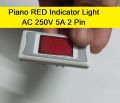 Piano RED Indicator Light AC 250V 5A 2 Pin Heavy Duty Brass Contact RED Indicator Light Switch Socket For Electrical Devices AC Line Indicator Made In Bangladesh. 