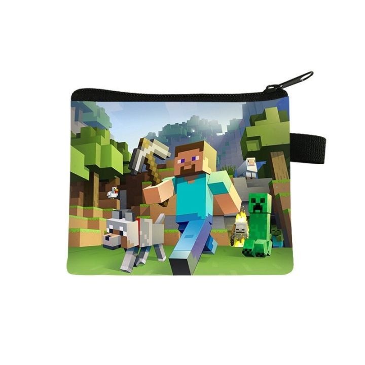 【ALLGOOD】Newest Minecraft Steve Creeper Children's My World Wallet Zip Bag s Cartoon Key Ring Bag Pendant Students Card Bags s Storage for Children Adult
