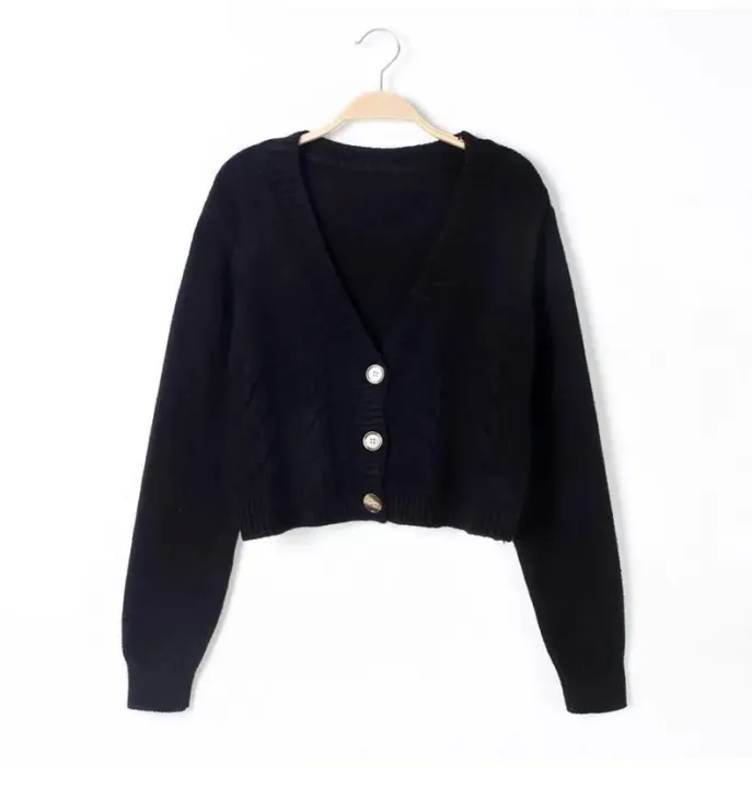 Autumn%20Winter%20Short%20High%20Waist%20Solid%20Color%20Sweater%20Women%20Single-breasted%20Knit%20Cardigan%20Small%20Sweter%20Women%20Jacket%20New%20Top%20Femme%20-%20Image%202