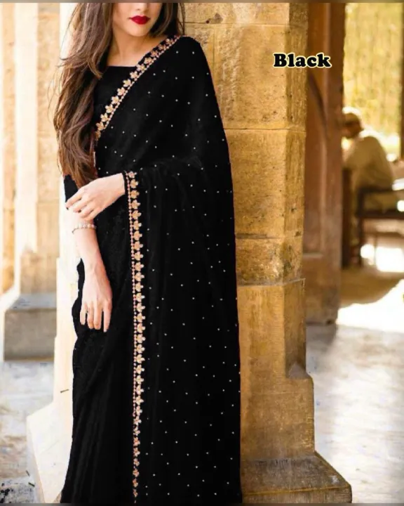 New%20Indian%20Weightless%20Georgette%20Saree%20-%20High%20Quality%20Embroidery%20Work%20On%20Blouse%20-%20Glamorous%20Ethnic%20Fashion%20-%20Party%20Wear%20-%20Elegant%20Attire%20-%20Image%202