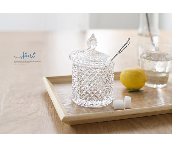 350ml Crystal Diamond Faceted Jar with Crystal Lid,Suitable as A Candy Bow