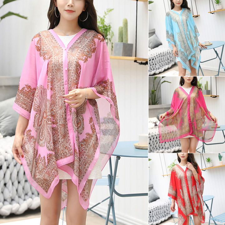 Swimwear%20Cover%20Up%203/4%20Sleeve%20Anti%20Sun%20Cover%20Up%20Shawl%20-%20Image%204