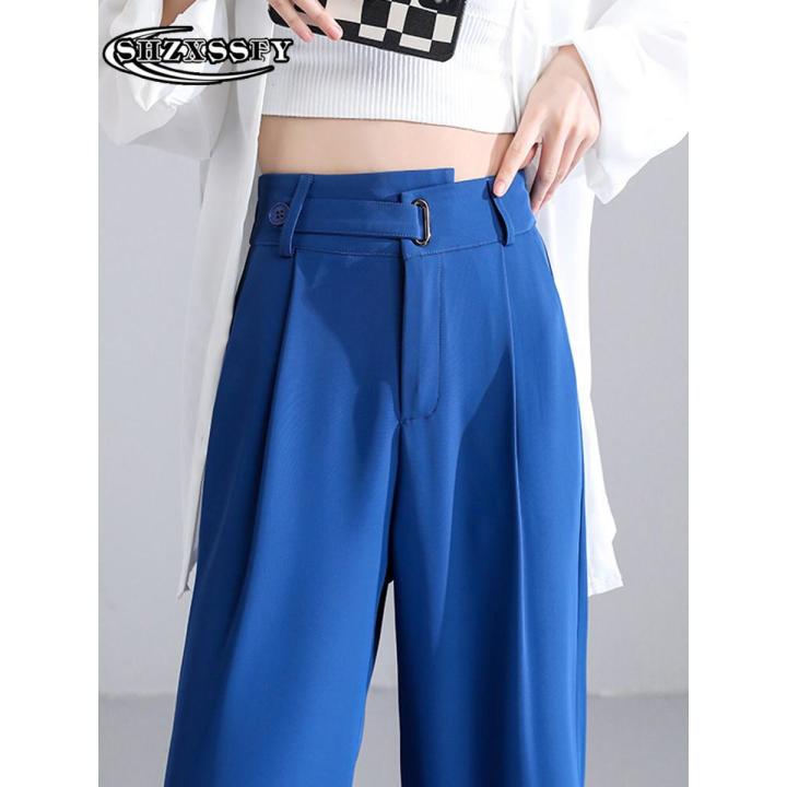 Women Pants High Waist Spring Autumn Fashion Loose Wide Leg Pants Women  Solid Korean Style Elegant Straight Woman Trousers 2022