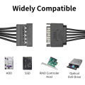 15Pin Sata Power Splitter 1 To5 Hard Drive HDD SSD Power Supply Cable.