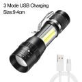 Mini USB Rechargeable LED Flashlight Small Portable Long Range Zoom Torch Lamp with Clip Strong Light Outdoor Camping Lights. 