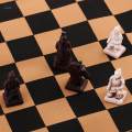 International Chess Game Leather Chessboard Crafted Resin Chess Pieces -. 