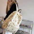 White Star Printed Solid Backpack Bookbag Student Back To School Casual Fashion Nylon Travel Women's Large Backpacks. 