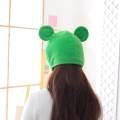 Cute Plush Frog Hat, Winter Scarf Cap, Ears Winter Ski Hat, Full Headgear Novelty Party Dress up Cosplay Costume, Green.
