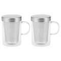 500Ml Travel Heat-Resistant Glass Tea Infuser Mug with Lid Coffee Cup. 