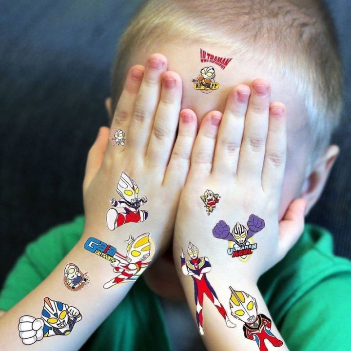 Ultraman Tattoo Stickers Waterproof Stickers for Kids Non-Toxic Washable Student Tiga Sero Kids Tattoo Stickers Washable