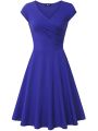 Female Solid Dress Knee-Length Short Sleeve Summer Empire Pleated Dresses A-line V-neck Simple Laides Casual Club Party Dress.