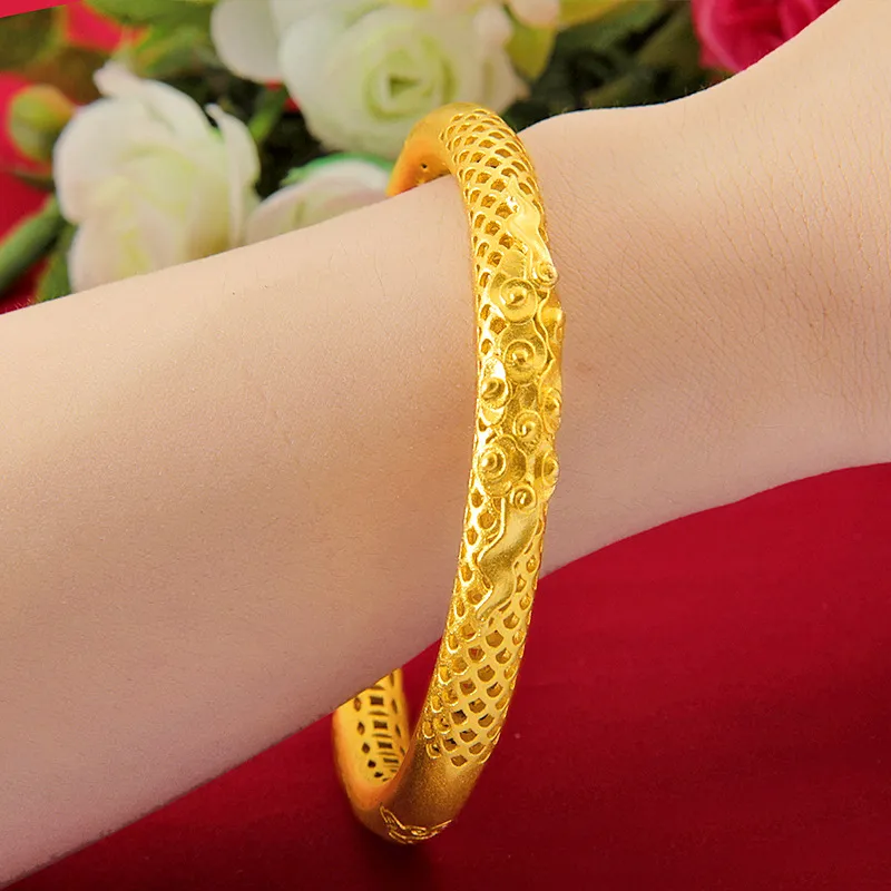 24K Pure Gold Bracelet Real 999 Solid Gold Bangle Fashion Upscale Beautiful  Flower Trendy Classic Fine Jewelry Hot Sell New
