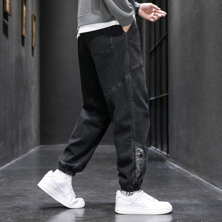 Oversized Jeans Men's Ankle-Tied Fashion Workwear Loose Fashion plus-Sized plus-Sized Fat Man Casual Long Pants Men's
