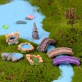 Mini Water Well Bridge Figurines Miniature Craft Fairy Garden Gnome Moss Terrarium Gift DIY Ornament Garden Decor.