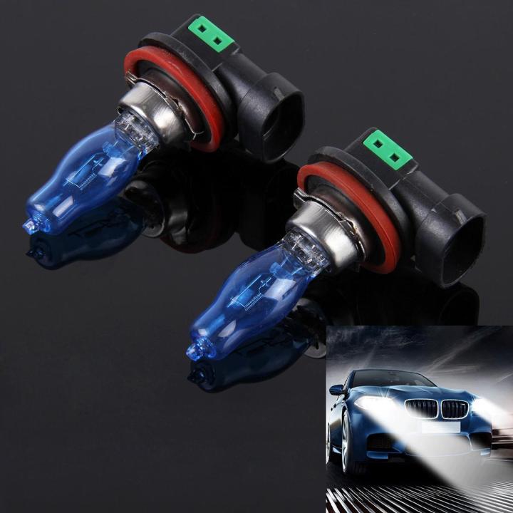 (New)HOD H11 Halogen Bulb, Super White Car Headlight Bulb, 12 V / 100W, 6000K 2400LM  (Pair)