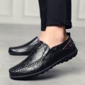 Italian Men Casual Shoes Summer Leather Men Loafers Moccasins Slip on Men's Flats Breathable Male Driving Shoes Ztos.