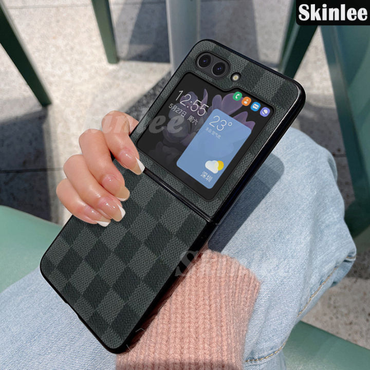 Phone%20case%20For%20Samsung%20Galaxy%20Z%20Flip5%20Back%20cover%20Canvas%20Plaid%20Cowhide%20Texture%20Design%20for%20For%20Samsung%20ZFlip%205%20Cover%20cases%20-%20Image%205