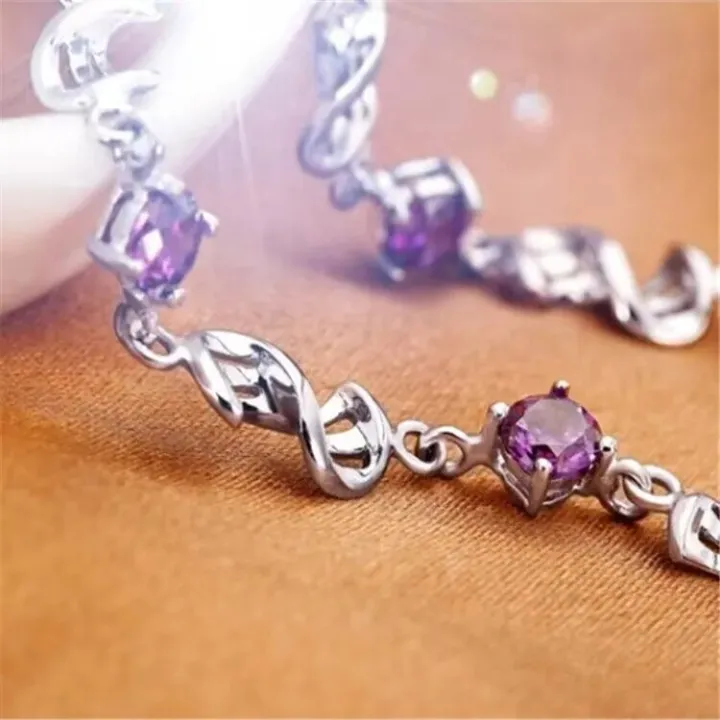 korean%20fashion%20925%20Sterling%20Silver%20noble%20White%20Purple%20crystal%20Bracelet%20for%20women%20wedding%20Jewelry%20Accessories%2017CM+4CM%20-%20Image%204