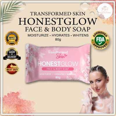 Honest Glow 80g GLASS SKIN Face & Body SOAP FACE & BODY SOAP BY: TRANSFORMED SKIN HONESTGLOW - Helps in hydration / Lathers up nicely / Body wash promotes better hygiene / Travel friendly / Exfoliates the skin and cleanse your skin of impurities
