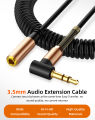 Audio Cable 3.5mm Elbow Spring Retractable Extension Cord Audio Cable Suitable For Mobile Computer Speakers.