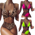 Women  Backless Straped Split Bikini Swimsuit Suit Hollow Out Beach Sling Bathing Suit Two Piece Set with Chest Pad. 