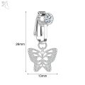 ZS 1 Piece Non Piercing Stainless Steel Belly Button Ring Flower Butterfly Pendant Navel Rings faux Body Piercing Jewelry. 