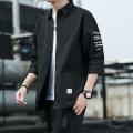 Japanese Style Casual Jacket Men Short-sleeved Shirt Men's Japanese Style Casual Cargo Shirt Coat with Turn-down Collar Three. 