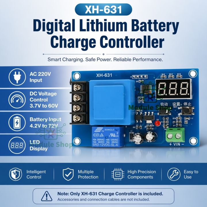 Digital Display Battery Charge Control Module Self Power Adjustable 12V-72V Battery Upper & Lower Cut Protection Board Similar XH-M602 XH-M633 XH-M631
