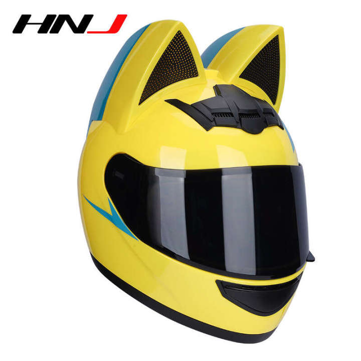 cat ears motorcycle helmet with bluetooth Girl Women Ear Helmet DOT Certified Full Face Motorbike Helmet Four Season Flip-Up Helmets Visor for Street Bike Cute Cat Ear Motorcycle Bluetooth