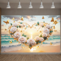Foldable Wedding Banner Floral High-Quality Printed Anniversary Backdrop Reusable Durable Bridal Shower Decoration for Wedding.