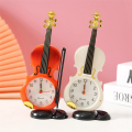 Simulation Violin Alarm Clock Musical Instrument Shape Table Clock Living Room Plastic Ornaments,Red Easy Install.