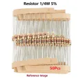 50Pcs- 220K Resistor 5% 220K Ohm Resistor Carbon Film 220K Resistors 1/4W Resistance 0.25 Watt 5% Tolerance Fixed Resistor 220K 2 Pin Leads. 