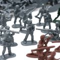 100Pcs/set Military Toy 12Poses Plastic Soldiers Army Men Figures Aircraft Tanks Turret Children Boy Gift Silver Green Brown. 