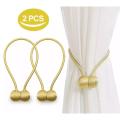 2 PCS Magnetic Curtain Buckle Magnetic Curtain Tiebacks Convenient Drape Tie European Style Decorative Weave Rope Curtain Rings & Buckles Holder for Window Sheer Blackout Draperies.