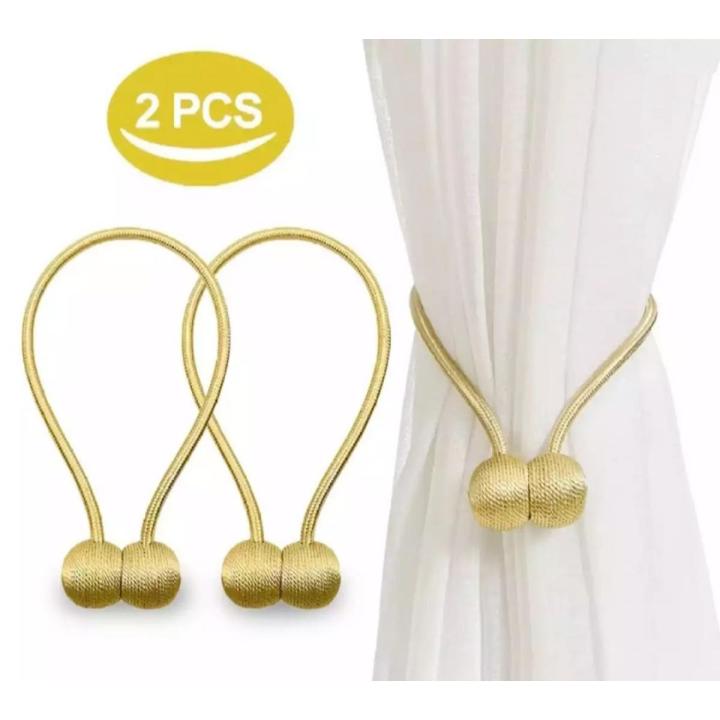 2 PCS Magnetic Curtain Buckle Magnetic Curtain Tiebacks Convenient Drape Tie European Style Decorative Weave Rope Curtain Rings & Buckles Holder for Window Sheer Blackout Draperies