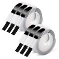 （New）6 Roll Emboing Label Tape 3D Platic White on Black 9mm x 3meter for Dymo Emboing Label Maker. 