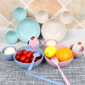 4Pcs/set Cartoon Kids Tableware Wheat Straw Dinner Plate Divided Meal Bowl Spoon Fork Chopsticks Lovely Feeding Plate Bowl Small Chips Snacks Dishware. 