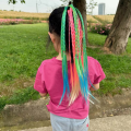 1/3/5Pcs Cute Children's Colorful Wig Hair Rope Princess Hair Band Ponytail Braid for Girls Gradient Color Fashion Accessory.