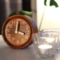 Wooden Desk & Table Analog Clock Made Of Pine(Dark). 