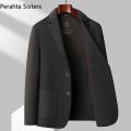 Top Quality 100% Wool Men's Blazer Autumn Winter Solid Color Handmade Double-Sided Woolen Suit Jacket Business Man Clothing.