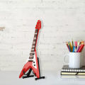 Miniature Guitar Model, Vivid Miniature Electric Guitar Simulated Decoration Wooden Exquisite Red with Storage Box for Home for Music Lover.