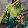 Exclusive Designer Hand Print Half Silk Saree for women.