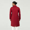 Masculine Semi Fit Embro Panjabi -  Devil Red. 