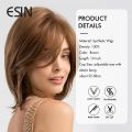 ESIN Synthetic Hair Medium Brown Straight Wigs for Women Wigs With Bangs Heat Resistant Party Daily Natural. 