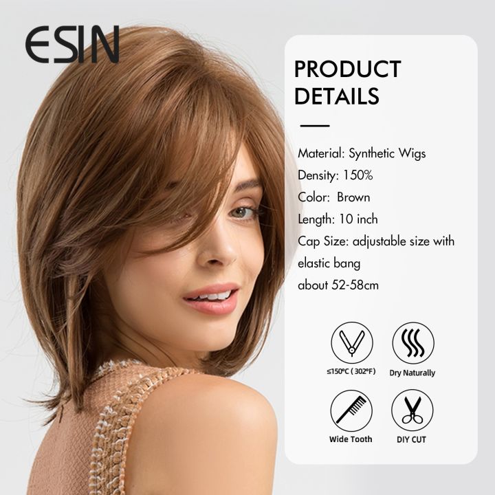 ESIN%20Synthetic%20Hair%20Medium%20Brown%20Straight%20Wigs%20for%20Women%20Wigs%20With%20Bangs%20Heat%20Resistant%20Party%20Daily%20Natural%20-%20Image%203